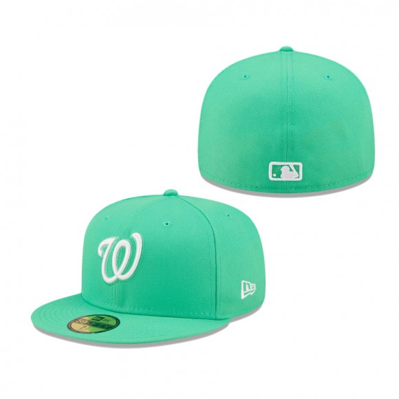 Men's Washington Nationals Island Green Logo White 59FIFTY Fitted Hat