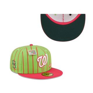 Washington Nationals Pink Green MLB x Big League Chew Wild Pitch Watermelon Flavor Pack 59FIFTY Fitted Hat