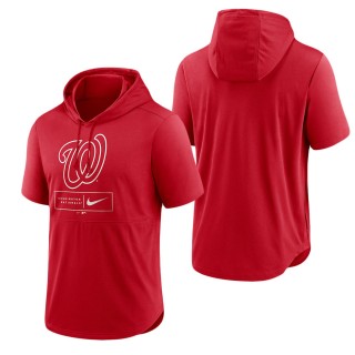 Men's Washington Nationals Red Logo Lockup Performance Short-Sleeved Pullover Hoodie