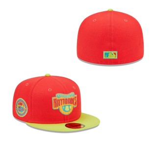 Men's Washington Nationals Red Neon Green 2008 Inaugural Season Lava Highlighter Combo 59FIFTY Fitted Hat