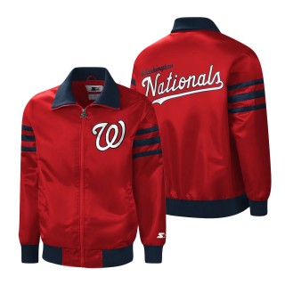 Washington Nationals Starter Red The Captain II Full-Zip Varsity Jacket