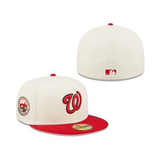 Men's Washington Nationals White Red Cooperstown Collection 2008 Inaugural Season Chrome 59FIFTY Fitted Hat