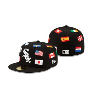 White Sox All Over Flag 59FIFTY Fitted Black Hat