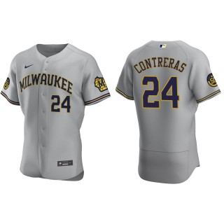 William Contreras Men's Milwaukee Brewers Nike Gray Road Authentic Jersey