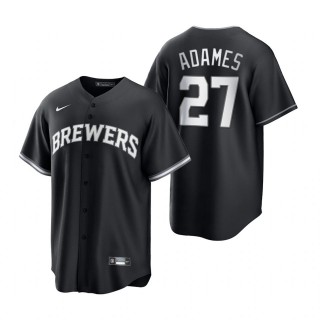 Willy Adames Brewers Nike Black White Replica Jersey