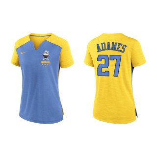 Willy Adames Women's Brewers Powder Blue Gold 2022 City Connect Exceed Boxy V-Neck T-Shirt
