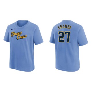 Willy Adames Youth Brewers Powder Blue 2022 City Connect Name & Number T-Shirt