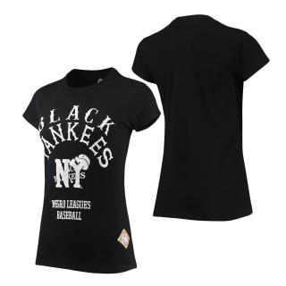 Women's New York Black Yankees Stitches Black Negro League Logo T-Shirt