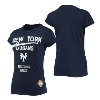 Women's New York Cubans Stitches Navy Negro League Logo T-Shirt