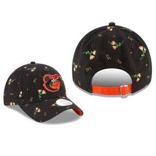 Women's Baltimore Orioles Black Blossom 9TWENTY Adjustable Hat