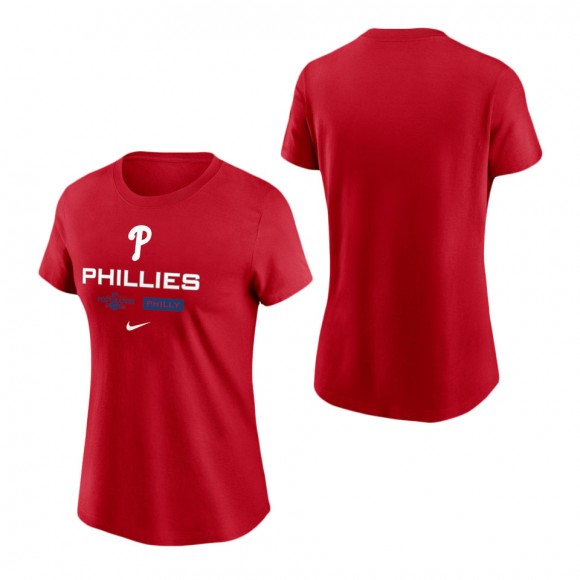 Women's Philadelphia Phillies Red 2022 Postseason Authentic Collection Dugout T-Shirt