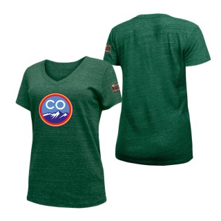 Women's Colorado Rockies Green 2022 City Connect Cap Logo V-Neck T-Shirt