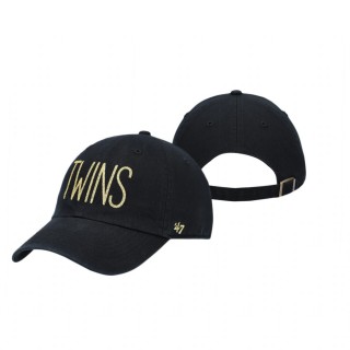 Women's Minnesota Twins Black Shimmer Text Clean Up Adjustable Hat