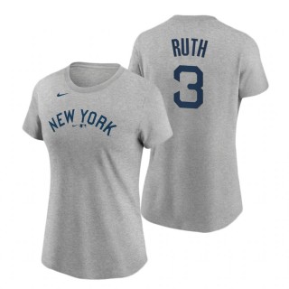 Women Yankees Babe Ruth Gray 2021 Field of Dreams Tee