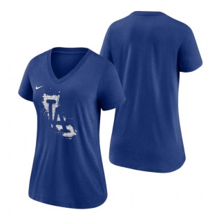 Women's Los Angeles Dodgers Royal Tri-Blend T-Shirt 2021 City Connect