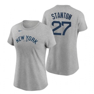 Women Yankees Giancarlo Stanton Gray 2021 Field of Dreams Tee