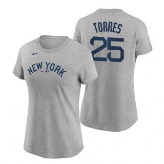 Women Yankees Gleyber Torres Gray 2021 Field of Dreams Tee