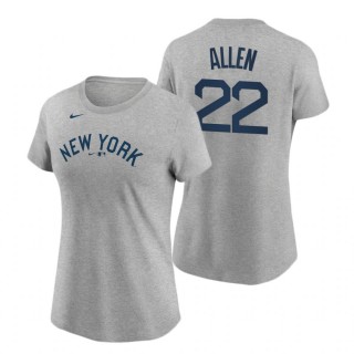 Women Yankees Greg Allen Gray 2021 Field of Dreams Tee