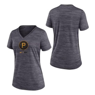 Women's Pittsburgh Pirates Black City Connect Velocity Practice Performance V-Neck T-Shirt