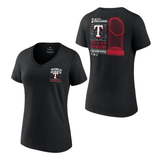 Women's Texas Rangers Black 2023 World Series Champions Signature Roster T-Shirt