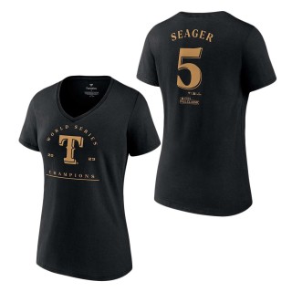 Women's Texas Rangers Corey Seager Black 2023 World Series Champions T-Shirt