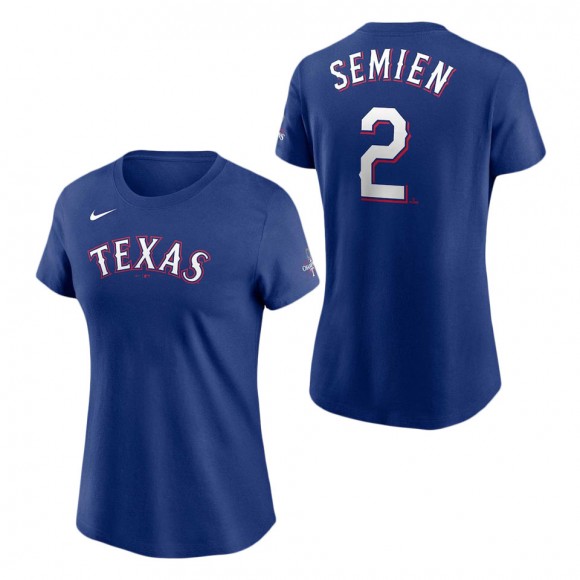 Women's Texas Rangers Marcus Semien Royal 2023 World Series Champions T-Shirt