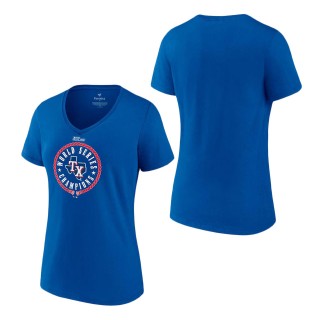 Women's Texas Rangers Royal 2023 World Series Champions Stealing Home T-Shirt