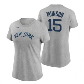 Women Yankees Thurman Munson Gray 2021 Field of Dreams Tee