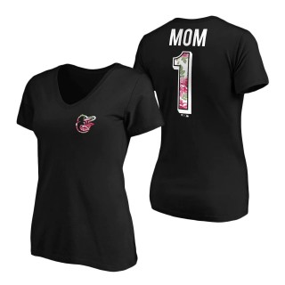 Women's Baltimore Orioles Black Mother's Day Logo V-Neck T-Shirt