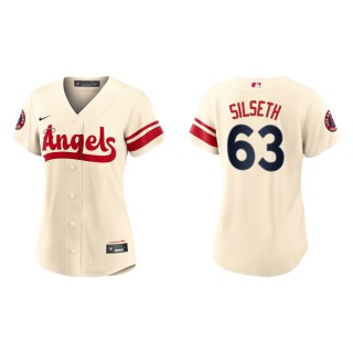 Women's Los Angeles Angels Chase Silseth Cream 2022 City Connect Replica Jersey