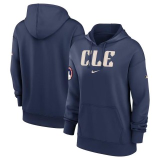 Women's Cleveland Guardians Navy 2024 City Connect Authentic Collection Practice Performance Pullover Hoodie