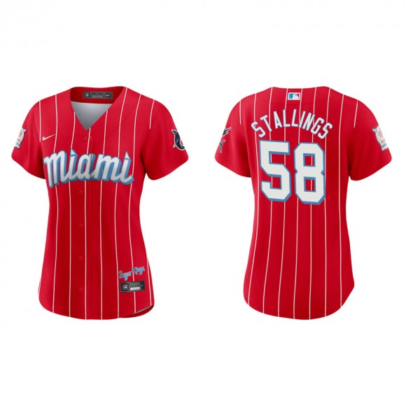 Women's Marlins Jacob Stallings Red 2021 City Connect Replica Jersey