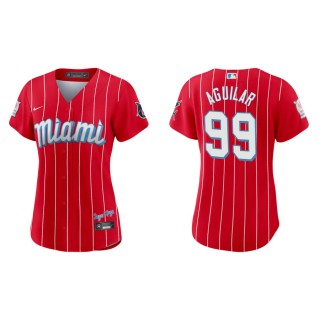 Women's Marlins Jesus Aguilar Red 2021 City Connect Replica Jersey