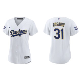 Women's Los Angeles Dodgers Amed Rosario White Gold Gold Program Replica Jersey
