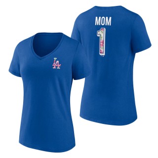 Women's Los Angeles Dodgers Royal Team Mother's Day V-Neck T-Shirt