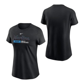 Women's Miami Marlins Black 2023 Postseason Authentic Collection Dugout T-Shirt