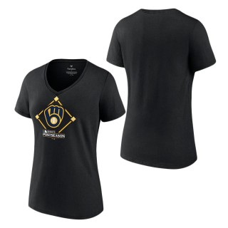 Women's Milwaukee Brewers Black 2023 Postseason Around the Horn T-Shirt