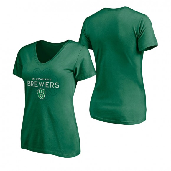 Women's Milwaukee Brewers Kelly Green St. Patrick's Day Team Celtic Knot T-Shirt
