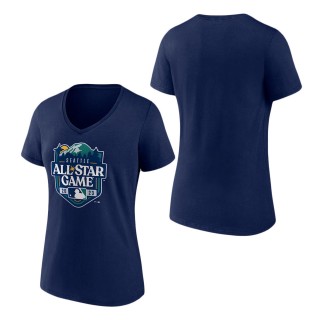 Women's Navy 2023 MLB All-Star Game Wordmark V-Neck T-Shirt