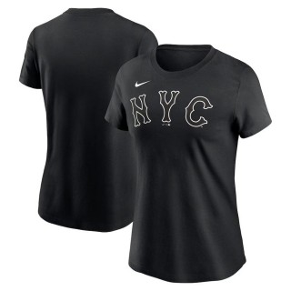 Women's New York Mets Black 2024 City Connect Wordmark T-Shirt