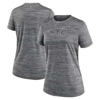 Women's New York Mets Charcoal 2024 City Connect Authentic Collection Practice Velocity T-Shirt