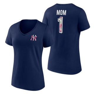 Women's New York Yankees Navy Team Mother's Day V-Neck T-Shirt