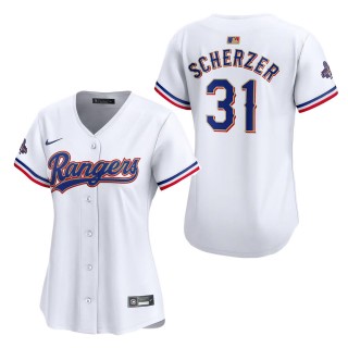 Women's Texas Rangers Max Scherzer White 2024 Gold Collection Limited Player Jersey
