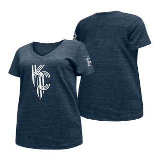 Women's Kansas City Royals Heathered Navy 2022 City Connect Plus Size V-Neck T-Shirt