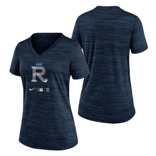 Women's Kansas City Royals Navy 2022 City Connect Velocity Performance V-Neck T-Shirt