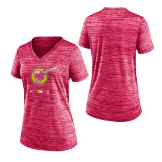 Women's San Diego Padres Pink 2022 City Connect Authentic Collection Velocity Performance V-Neck T-Shirt