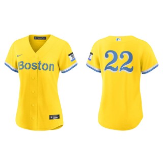 Women's Boston Red Sox Tommy Pham Gold Light Blue City Connect Replica Jersey