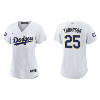 Women's Los Angeles Dodgers Trayce Thompson White Gold Gold Program Replica Jersey