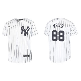 Youth Austin Wells Yankees White Replica Home Jersey