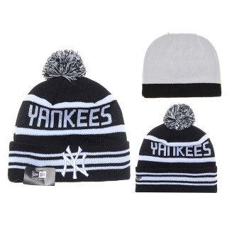 Male New York Yankees Black Redux Cuffed Knit Hat With Pom